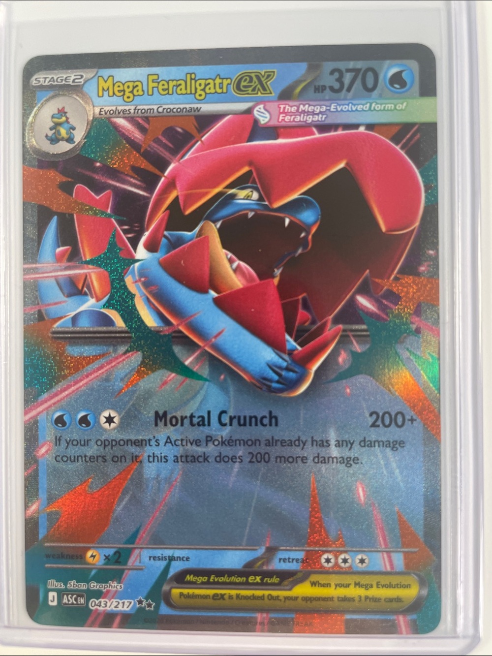 Pokemon Mega Feraligatr EX Holo - Blue & Red Artwork